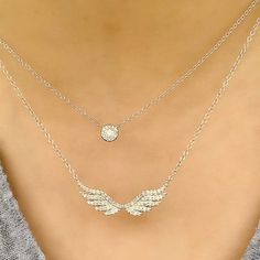 Angel Wing Necklace | Wings Diamond Necklace | Liven Fine Jewelry – Liven Company Elegant Wing-shaped White Gold Necklace, Elegant Wing-shaped Cubic Zirconia Jewelry, Elegant White Gold Wing-shaped Necklace, Elegant Angel Wings Necklaces, Elegant Wing-shaped Silver Jewelry, Elegant Silver Wing-shaped Jewelry, Elegant Wing-shaped Jewelry As Gift, Elegant Wing-shaped Jewelry Gift, Elegant Silver Winged Necklace