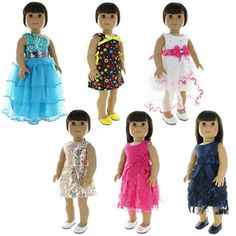 doll clothes for american girl dolls including dresses, shoes and headbands in various colors