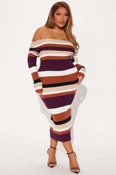 Available In Purple/combo And Hunter. Sweater Midi Dress Off the shoulder Long sleeves Stretch Length = 45" Disclaimer Pattern Placement May Vary 68% Rayon 32% Polyester Imported | Main Muse Sweater Midi Dress in Purple size XS by Fashion Nova Off-shoulder Bodycon Dresses For Fall, Off-shoulder Brown Dress For Fall, Brown Off-shoulder Dress For Fall, Off-shoulder Midi Dress For Brunch In Fall, Multicolor Midi Dress For Fall Date Night, Multicolor Midi Dress For Date Night In Fall, Sweater Midi Dress, Purple Midi Dress, Sweater Dress Midi