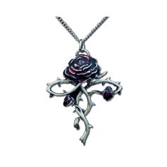 Antiqued Pewter pendantRed enameled rose petalsMade in the UK17″ stainless-steel chain includedMeasures 1 1/4″ x 1 3/4″Really nice Rosycroix Rose Cross Necklace! Antiqued pewter rose pendant, with red enameled petals. 17″ stainless-steel chain included. Measures 1 1/4″ x 1 3/4″. Antiqued Pewter. Made in the UK. Silver Rose Design Metal Necklace, Silver Metal Necklace With Rose Design, Silver Rose Design Necklace, Metal Rose Design Jewelry For Valentine's Day, Valentine's Day Metal Jewelry With Rose Design, Gothic Rose-colored Jewelry For Gifts, Rose-colored Gothic Jewelry For Gift, Gothic Rose Colored Jewelry For Gift, Gothic Rose Jewelry For Gift