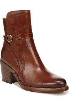 Sam Edelman Simona Bootie (Women) | Nordstromrack Fall Ankle Strap Workwear Boots, Fall Workwear Ankle Strap Boots, Spring Heeled Boots With Buckle For Workwear, Ankle Strap Heeled Boots For Workwear In Fall, Spring Workwear Heeled Boots With Buckle Closure, Brown Boots With Heel Loop For Fall, Brown Fall Boots With Heel Loop, Spring Workwear Boots With Buckle Closure, Brown Ankle Strap Boots For Fall