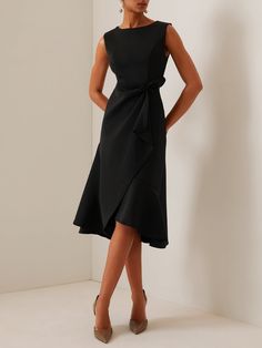 Regular Fit Plain Urban Boat Neck Dress | fehaute Elegant Fitted Sleeveless Linen Dress, Sleeveless Cocktail Dress With Flattering Silhouette, Elegant Fitted Sleeveless Backless Dress, Sleeveless Midi Dress With Flattering Silhouette For Summer, Elegant Sleeveless Dress With Flattering Silhouette For Summer, Sleeveless Midi Dress With Flattering Silhouette For Evening, Knee-length Sleeveless Cocktail Dress, Elegant Sleeveless Dress With Flattering Silhouette For Cocktail, Elegant Sleeveless Cocktail Dress With Flattering Silhouette