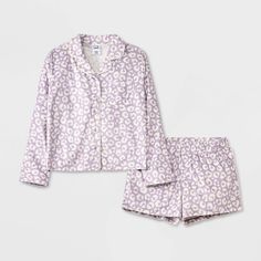 They'll love the cool comfort this 2-Piece Long-Sleeve Coat Pajama Set from art class™ brings to their bedtime routine. This set includes a sleep shirt and shorts, both crafted from recycled polyester knitted fabric for comfortable wear. The long-sleeve button-down shirt features a classic notched collar with a chest patch pocket, while the shorts have a full elastic waistband for a snug fit. Mix and match the set with other PJ separates for a variety of looks. art class™: One-of-a-kind looks fo Purple L, Long Sleeve Coat, Cozy Pajamas, Shirt And Shorts, Bedtime Routine, Long Sleeves Coats, Fabric Tape, Kids Outfits Girls, Sleep Shirt