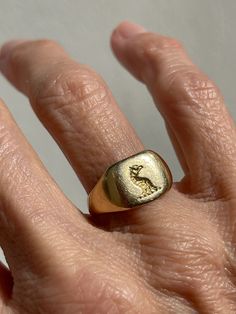 Buttery 18kt Gold Antique Signet Ring, Crested With a Dragon 7 Grams Size 6 US - Etsy