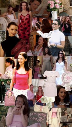 the collage shows many different people in dresses