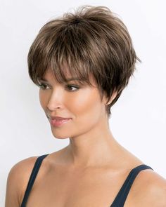 Naturally Alternative Hair Collection Hair Length: Fringe 3.75-4" | Crown 4.75" | Nape 2" Weight: 2.4 oz. Wig Outlet, Best Wig Outlet, Creamy Blonde, Short Brown Hair, Women's Wigs, Alternative Hair, Short Pixie Haircuts, Hair Collection, Short Hair Haircuts