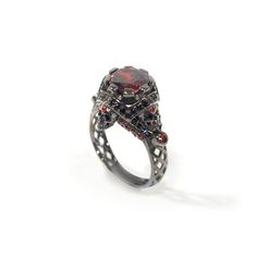 Vampire Mesh Skull Ring Gothic Spooky Skull Promise Ring Gun Metal Fn Vampire Rings, Engagement Ring Gothic, Gothic Wedding Ring, Vampire Ring, Vampire Skull, Gothic Wedding Rings, Ruby Ring Vintage, Skull Wedding Ring, Gothic Engagement Ring