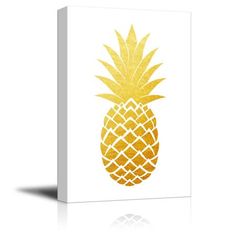 a yellow pineapple on white background is featured in this graphic art printable canvas