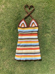 Handmade Crochet Halter dress Fitted Cotton Mini Dress For Beach, Fitted Cotton Mini Dress For The Beach, Beach Striped Stretch Dresses, Striped Stretch Dresses For The Beach, Fitted Cotton Mini Dress For Vacation, Fitted Mini Length Dress For Beach Season, Striped Mini Dress For Beach Season, Stretch Cotton Mini Dress For Beach, Stretch Cotton Mini Dress For The Beach