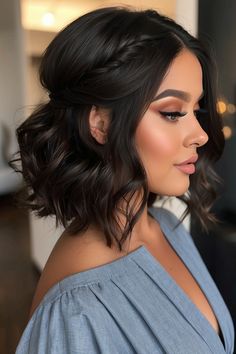 Find the best short hair prom hairstyles on our website! From elegant updos to chic braids, we have all the inspiration you need for a stunning look. Hairstyles For Weddings Bridesmaid Short, Hair Ideas For Prom Short, Short Hair Bridesmaid Styles, Wedding Hair Bridesmaid Short, Easy Bridesmaid Hairstyles For Short Hair, Short Hair Styles Bridesmaid, Cute Fancy Hairstyles For Short Hair, Engagement Photo Hairstyles Short, Guest Hairstyles For Wedding Short Hair