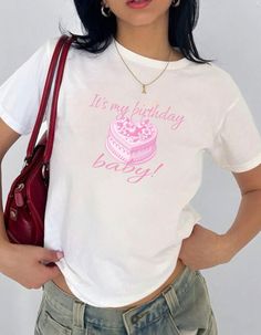 Birthday Party Baby tee Coquette y2K Cute Baby tee Birthday Girl crop top pink 90s aesthetic shirt for birthday preppy girly shirt Important: To achieve the Baby Tee look, we use Youth size heavy cotton Gildan 5000B tees. BEFORE ORDERING PLEASE MAKE SURE TO CHECK YOUR MEASUREMENTS.   Heavy Cotton Baby Tee Composition: Solid colors, 100% cotton Sport Grey - 90% cotton, 10% polyester The shoulders have twill tape for improved durability Ribbed knit highly elastic collar with seam helps retain its Y2k Crew Neck T-shirt For Party, Pink Letter Print Top For Birthday, Pink Crew Neck Top For Birthday, Pink Graphic Print Top For Birthday Gift, Casual Pink Party T-shirt, Pink Casual T-shirt For Party, Casual Pink T-shirt For Party, Pink T-shirt For Birthday In Summer, Pink Letter Print Top For Birthday Gift