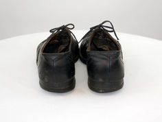 "1930s black leather oxford shoes with perforated detailing. Original shoe laces. Leather soles. No maker's name evident. They measure about a size 8 in women's and 6.5 in men's. Good condition with age appropriate wear. Measurements - Length - 10\" Width - 3.5\" Heel - .75\" Volume - 5\" measured over the top of the forefoot, L-R * Proud member of the Vintage Fashion Guild * For more vintage fashions, visit Vintage Runways' shop at http://www.vintagerunway.etsy.com. Follow on Instagram - instag Spectator Shoes, Black Leather Oxfords, Vintage Runway, Leather Oxford Shoes, Special Occasion Outfits, Stylish Hats, Follow On Instagram, Perforated Leather, Silver Shoes