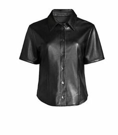 Premium Quality NWT Elie Tahari Faux Leather Shirt Large Black Button Up , Women's Top Faux Leather Shirt, Classic Menswear, Leather Shirt, Elie Tahari, Black Button, Fashion Tops, Button Placket, Large Black, Saks Fifth