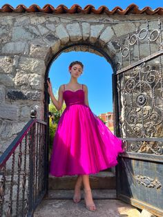 Fuchsia Heart Tulle Gown | Teuta Matoshi Evening Gowns Short, Girls Ball Gown, Vintage Prom, Ball Gown Skirt, Prom Dresses Vintage, Neckline Dress, Elegant Skirt, Tulle Gown, Suspender Dress