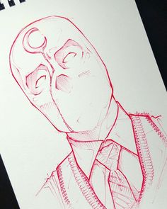 a drawing of a man in a suit and tie with the letter c on it