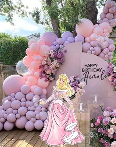 Princess Background For Birthday, Princess Balloon Decorations, Disney Princess Backdrop, Prince Birthday Decorations, Disney Princess Decorations, Ballon Column, Pink Princess Birthday Party, Princess Party Decor, Princess Backdrops