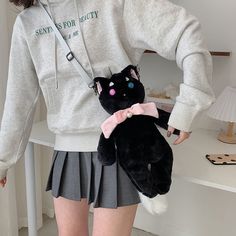 This Kawaii Lolita Cat Backpack is a must-have for fashion lovers. Crafted from premium quality material, this backpack features a cute Lolita Cat graphic design, making it a stylish yet practical choice for carrying your belongings. Plus, it is durable and lightweight for comfortable all-day use. Features: 🛍 100% premium quality cotton. 🎁 Perfect for a gift on any special day or holiday. 🧵 Material is PP cotton. 🖥 Due to the difference between different monitors, the picture may not reflect Black Kawaii Backpack, Cute Black Shoulder Bag With Mobile Phone Pocket, Black Kawaii Backpack For Students, Black Kawaii Bag For Students, Black Kawaii Backpack For Everyday Use, Harajuku School Bag With Cat Design, Black Kawaii Backpack Shoulder Bag, Black Kawaii Shoulder Bag With Adjustable Strap, Trendy Cat Design Shoulder Bag For School