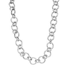 Finish off any ensemble in style with this sterling silver rond link chain necklace. Click on this JEWELRY & WATCHES GUIDE to learn about fit, styles, materials and more! Finish off any ensemble in style with this sterling silver rond link chain necklace. Click on this JEWELRY & WATCHES GUIDE to learn about fit, styles, materials and more! FEATURES Chain length: 18 in. Chain type: link Clasp: lobster-claw Metal: sterling silver Finish: polished Packaging: boxed Size: 18". Gender: female. Age Gro Everyday Round Chain Necklace With Solid Links, Modern Jewelry With Rolo Chain And Oval Links, Modern Round Chain Necklace With Polished Finish, Modern Round Chain Necklace With Adjustable Chain, Classic Metal Jewelry With Rolo Chain, Metal Cable Chain Necklace, Metal Rolo Chain Necklace, Classic Stainless Steel Chain Necklace, Metal Necklaces With Rolo Chain