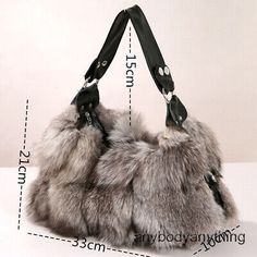 Ladies Genuine Fox Fur Handbag Tote Bag Pathwork Shoulder Bag Soft Real Fur Bag | eBay Rectangular Bags For Daily Winter Use, Rectangular Bags For Daily Use In Winter, Winter Travel Bag With Large Capacity, Winter Everyday Tote Bag, Everyday Winter Tote Bag, Large Capacity Winter Travel Bags, Large Capacity Travel Bags For Winter, Winter Rectangular Bag With Zipper Closure, Winter Rectangular Bag With Zipper