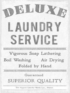 an advertisement for a soap company with the words,'deluxe laundry service vigrous soap leathering boil washing folded by hand '