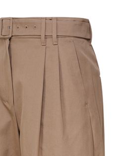 -Cotton trousers -Zip and button closure -High-waisted band with belt loops -Loose fit -Made in Italy -Colour: CamelComposition: 100% Cotton Classic Bottoms With Belt, Classic High-waist Belted Bottoms, Classic Wide Leg Bottoms With Belted Cuffs, Classic High Waist Belted Bottoms, High Waist Bottoms With Belted Cuffs For Business Casual, Classic Wide Leg Belted Bottoms, Belted Cuff Trousers, Classic Belted Tapered Leg Pants, High-waisted Business Casual Pants With Belt