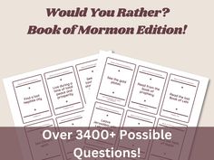 four books with the title, would you rather read this? book of mormon edition?