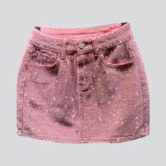 Make a bold statement and be an icon of the 2023 Summer modern with our Rhinestone Embellished Colorful Denim Skirt! This Y2K-style mini mid-waist skirt is the perfect way to stand out from the crowd and look effortlessly stylish.Why You'll Fall In Love: Y2K Vibes: Embrace the legendary fashion of the millennium with this skirt. a symbol of youthful exuberance and chic sophistication. Mini & Mid-Waist: Look chic and feel comfortable with its mini silhouette and mid-waist fit. Rhinestone Embellis Trendy Pink Denim Skirt, Pink Denim Mini Skirt For Summer, Summer Party Denim Skirt, Spring Party Denim Skirt, Pink Mini Denim Skirt For Summer, Summer Party Denim Mini Skirt, Trendy Cotton Denim Skirt For Night Out, Cotton Mini Skirt For Night Out, Cotton Mini Skirt For Spring Night Out