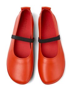 Camper Right Ballerina Shoes - Farfetch Red Leather Ballet Flats With Red Sole, Red Leather Ballet Flats With Leather Sole, Red Flat Slip-ons With Leather Sole, Leather Ballet Flats With Red Sole, Red Slip-ons With Rubber Sole, Leather Ballet Flats With Red Sole And Round Toe, Red Leather Ballet Flats With Flat Heel, Red Ballet Flats With Branded Insole, Red Leather Slip-on Ballet Flats With Leather Sole