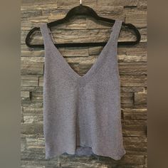 Nwt. Color Is Slate Blue. Gray Knit Tops For Summer, Spring Soft Knit Gray Tops, Gray Soft Knit Tops For Spring, Spring Gray Soft Knit Tops, Chic Soft Knit Gray Tops, Casual Gray Knit Tops, Gray Textured Knit V-neck Top, Chic Gray Textured Knit Top, Trendy Gray Knit Top For Spring