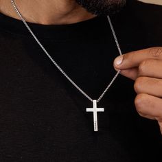 Introducing our exquisite personalized stainless steel cross necklace for men, a timeless and meaningful piece that adds a touch of faith to any outfit. This stunning necklace is available in both silver and gold finishes, allowing you to choose the one that perfectly suits your style. Made with high-quality stainless steel, this necklace is durable and long-lasting, making it a perfect gift for yourself or a loved one. Add a custom touch by personalizing it with a name, date, or special message Personalized White Cross Necklace, Silver Cross Necklace For Father's Day Gift, Gift Stainless Steel Cross Pendant Necklace, Gift White Gold Cross Necklace In Stainless Steel, Stainless Steel Cross Pendant Necklace For Gift, Personalized Cross Necklace For Father's Day, Minimalist Stainless Steel Cross Necklace As A Gift, Minimalist Stainless Steel Cross Necklace For Gift, Modern Crucifix Cross Necklace As Gift