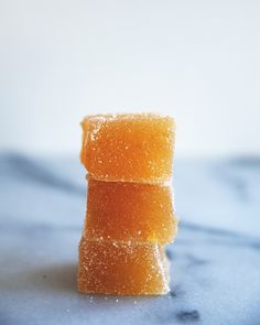 two pieces of sugary candy stacked on top of each other