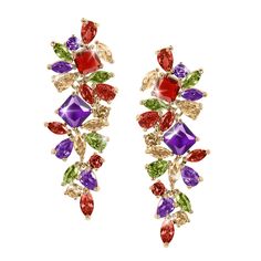 Daniel Steiger Prismatic Passion Earrings Elegant Multicolor Earrings For Evening, Multicolor Multi-stone Earrings For Party, Party Multicolor Multi-stone Earrings, Evening Attire, Jewelry Ideas, Everyday Look, Multi Colored, Time Piece, Statement Earrings