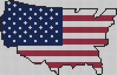 an american flag on the map of the united states cross stitch pattern in red, white and blue