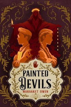 the cover to painted devils by margret own, with an image of two women in