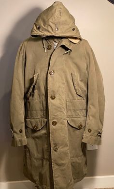 Vintage 1950-60 military parka lined with lamb wool.  Fits a men's small or women's medium/large.  The lining snaps out. chest is 23" across (pit to pit) the sleeves are 24.5" long Sci Fi Clothing, Military Parka, Fear Of The Unknown, Parka Coat, Down Parka, Denver Co, Parka Jacket, Denver, Parka