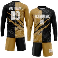 a soccer uniform designed to look like the team name and number, with an abstract design on