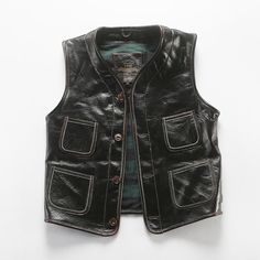 Motorcycle Enthusiasts! Want to create a layered outfit? The Retro Plaid Lining Cowhide Sleek Leather Vest is a good choice for you. Because wearing a leather vest will expose your underlying shirt or top. A long sleeve shirt or sweatshirt with a good vest is enough to keep you warm when riding in cold temperatures. Features: 2.75-3.0 oz (1.1-1.2 mm) medium weight Cowhide Premium Leather shell Twin front chest pockets Twin side pockets Button front closure Twin interior coin/lighter pocket Reinf Layered Outfit, Motorcycle Jeans, Denim Vests, Motorcycle Pants, Motorcycle Vest, Open Face Helmets, Motorcycle Leather, Layering Outfits, Helmet Accessories