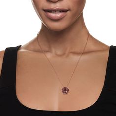 Ross-Simons - .80ct t. w. Ruby Flower Pendant Necklace Over Sterling. 18". Blooming with plentiful petals, this gorgeous flower pendant necklace dazzles with .80 ct. t. w. round rubies in polished 18kt rose gold over sterling silver. Suspended from a cable chain with a 2" extender. Black rhodium. Springring clasp, ruby flower pendant necklace. Ruby birthstones are the perfect gift for July birthdays. Ruby Flower, Necklace Ruby, Ruby Birthstone, Fine Jewelery, Flower Pendant Necklace, Women Men Shoes, Black Rhodium, Flower Pendant, Cable Chain