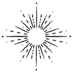 an image of a starburst that is drawn in black ink on a white background