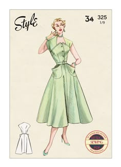 a woman's dress and jacket sewing pattern, with the collared neckline