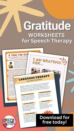 a poster with the words, i am grateful for speech therapy and an image of flowers