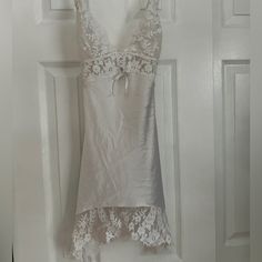 Beautiful Nwot Victoria’s Secret White Lace Slip Dress Sz L Perfect For A Bride Bridal Shower Display Or Wedding Honeymoon White Honeymoon Outfits, White V-neck Slip Dress For Wedding, V-neck Lace Trim Nightgown For Wedding, Feminine Lace Trim Slip For Wedding Night, Feminine Wedding Night Slip With Lace Trim, V-neck Wedding Nightgown With Delicate Lace, Wedding Night Slip Dress With Lace Back, Lace Wedding Night Slip Dress With Lace Back, Summer Wedding Satin Nightgown