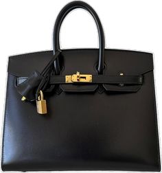 Formal Calf Leather Bag With Lock, Birkin 25 Sellier, Hermes Birkin Sellier, Birkin Sellier, Hermes Birkin Bag, Birkin 25, Black Box, Hermes Birkin, Birkin Bag