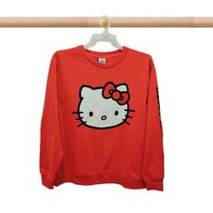 Cute Hello Kitty Sweatshirt Original By Sanrio Size L Red Color Crewneck Pullover Graphic Print At Front 60% Cotton 40% Polyester Brand New Red Long-sleeve T-shirt With Cartoon Print, Red Long Sleeve T-shirt With Cartoon Print, Red Cartoon Print Sweatshirt For Fall, Hello Kitty Long Sleeve Cotton Top, Long Sleeve Cotton Hello Kitty Top, Red Cotton Top With Cartoon Print, Casual Long Sleeve Hello Kitty T-shirt, Casual Long Sleeve T-shirt With Hello Kitty Print, Casual Long Sleeve Top With Hello Kitty Print