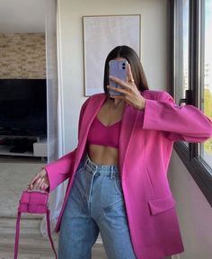 Silvester Outfit, Look Rose, Chique Outfits, Mode Ootd, Pink Blazer, Modieuze Outfits, Elegantes Outfit, Outfits Verano, Pink Outfits