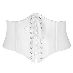 The Corset Belt For Women Is Made Of Pu Leather And Elastic Band. It Comes With Nice Tear Resistance And Durability, Ensuring A Long-Term Use. Size: Suitable For Ladies With The Waist Size: 65-80cm/25.6"-31.5". Total Length: 77cm/30.3". Band Width: 11.7cm-19cm/4.6"-7.5" High Stretch: With Front Lace Up And Back Hook And Loop Closure, It's Easy To Wear And Remove. Elastic Belt Shapes Your Waist And Shows Your Elegant Body Figure. Suitable For Various Outfits: The Waist Belt Is Perfect For Any Out White Bandage Corset For Party, Chic White Bandage Corset, Casual White Corset For Spring, Casual Fitted White Corset, Elegant White Corset Belt For Spring, Fitted White Corset Belt For Party, White Fitted Corset Belt For Party, Waspie Corset, Cincher Belt