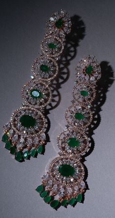 Gigi Emerald Green Long Statement Chandelier Earrings Rose Gold- Jaipur Rose Modern Luxury Designer Indian Jewelry - Jaipur Rose Luxury Green Chandelier Earrings For Wedding, Fusion Style Hand Set Chandelier Earrings For Party, Elegant Rose Gold Earrings For Festive Occasions, Elegant Chandbali Danglers For Reception, Elegant Green Bridal Earrings For Reception, Elegant Rose Gold Festive Earrings, Elegant Festive Rose Gold Earrings, Elegant Green Chandelier Earrings With Intricate Design, Elegant Chandelier Earrings With Intricate Design For Reception