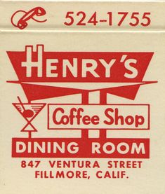 henry's coffee shop dining room sign