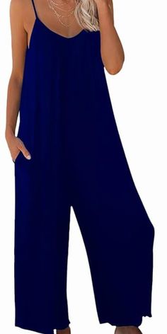 Price $30.99 Click on the title to buy jumpsuit. Adjustable spaghetti strap jumpsuit, sleeveless jumpsuit for women,two side pockets,solid color and tie dye,wide leg,loose fit, casual style. This post contains an Affiliate link. Dark Wear, Casual Jumpsuit