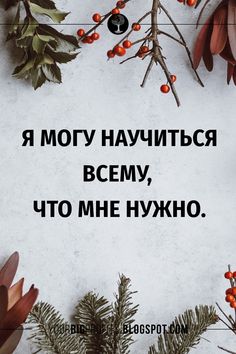 the words in russian are surrounded by leaves and berries